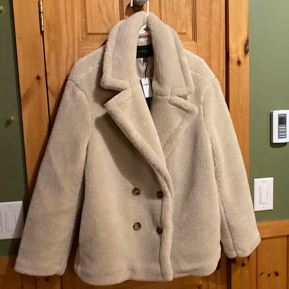 NWT Banana Republic Woman’s Off White Teddy Bear Jacket, Size Large